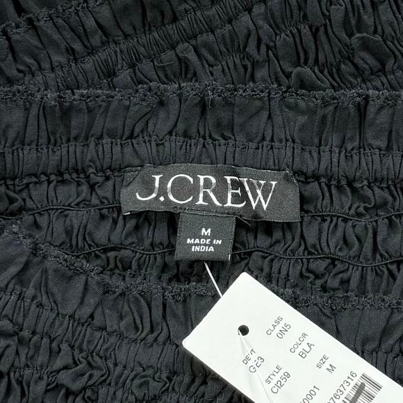 J Crew Women's Smocked Cotton Voile Maxi Dress Medium Black - Picture 5 of 16